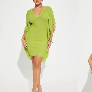 Women’s GREEN Knit Swim Cover-Up Dress